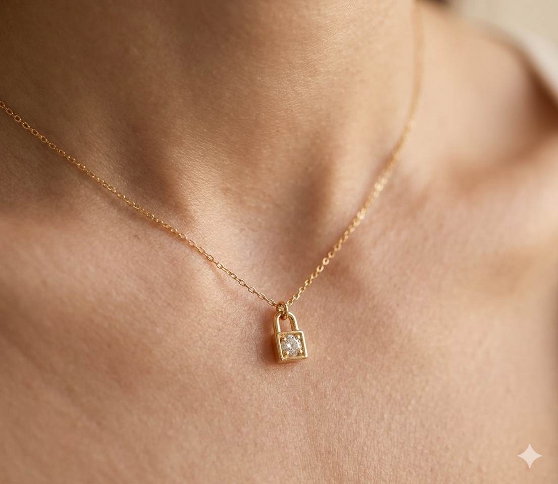 Lock Love Design Collarbone Necklace